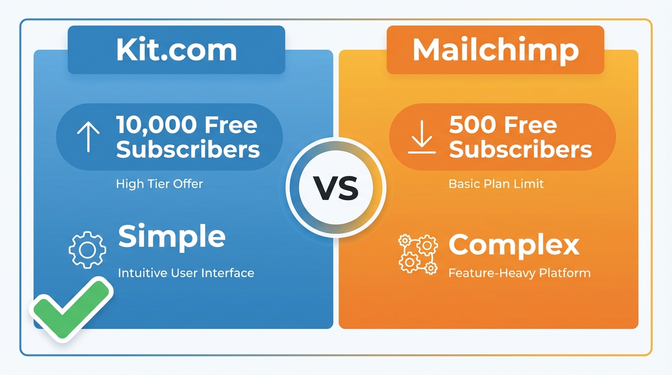 Kit.com vs Mailchimp Vergleich — Infografik